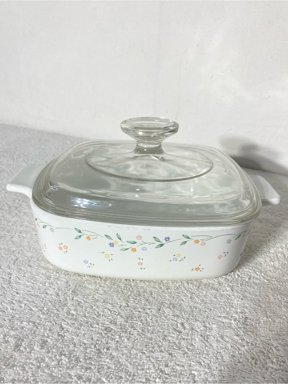 Vintage CorningWare English Meadow 1L Casserole Dish A-1-B with Glass Lid